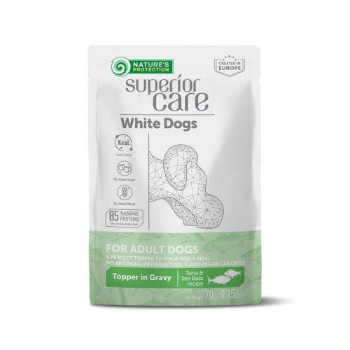 Вологий корм Nature's Protection Dog SC White Dogs Adult All Breeds With Tuna And Sea Bass для собак пауч біла шерсть - 70 г