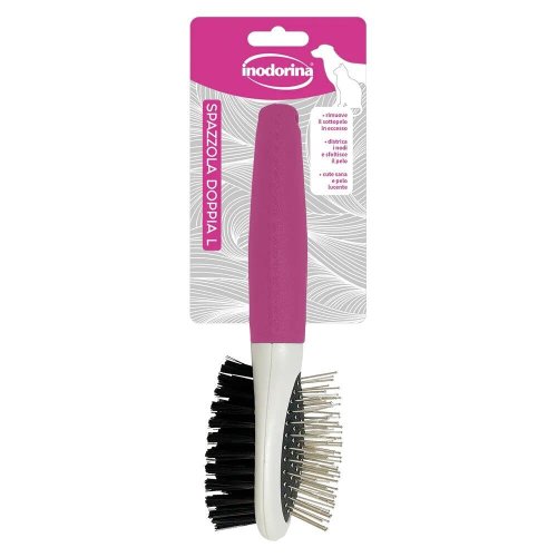 Щітка Inodorina Double Dog Brush двостороння для собак та котів - L