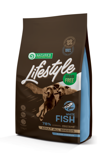 Сухий корм Nature's Protection Dog Lifestyle Grain Free White Fish Adult All Breeds для собак усіх порід з Білою Рибою - 1.5 кг