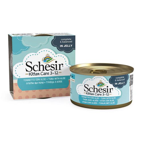 Вологий корм Schesir Cat Kitten Care Tuna with Aloe ТУНЕЦЬ З АЛОЕ в желе для кошенят - 85 г
