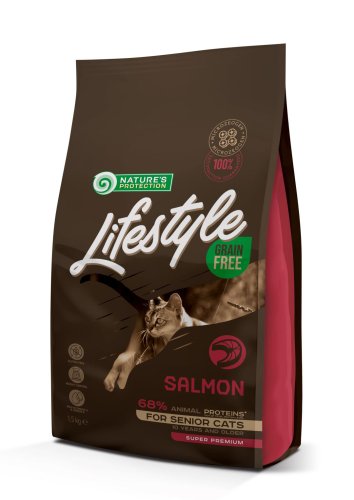 Сухий корм Nature's Protection Cat Lifestyle Senior Salmon для літніх котів з Лососем - 1.5 кг