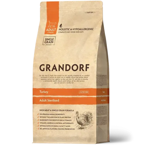 Сухий корм Grandorf Cat Sterilized Turkey індичка для стерилізованих котів - 400 г