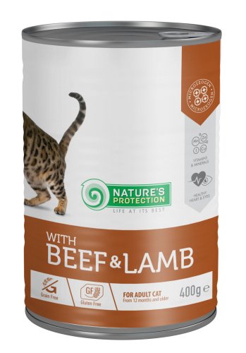 Вологий корм Nature's Protection Cat Adult Beef & Lamb для котів з яловичиною і ягням - 400 г