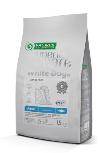 Сухий корм Nature's Protection Dog SC Whites Grain Free Adult Small and Mini Breeds (Herring) для собак дрібних порід Біла Шерсть з Оселедцем - 1.5 кг