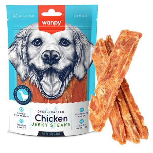 Ласощі Wanpy Dog Chicken Jerky Steaks ФІЛЕ КУРКИ В’ЯЛЕНЕ СМУЖКИ для собак - 100 г