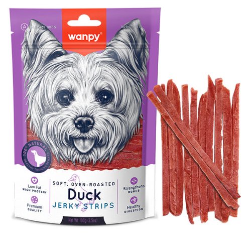Ласощі Wanpy Dog Soft Duck Jerky Strips ФІЛЕ КАЧКИ В’ЯЛЕНЕ СМУЖКИ для собак - 100 г
