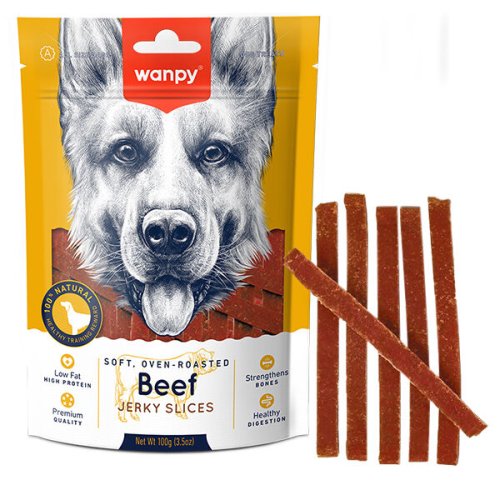 Ласощі Wanpy Dog Soft Beef Jerky Slices В’ЯЛЕНА ЯЛОВИЧИНА З КАЧКОЮ СЛАЙСИ для собак - 100 г
