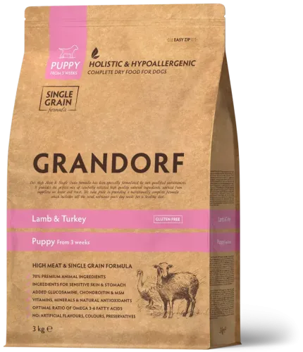 Сухий корм Grandorf Dog Puppy Lamb & Turkey для цуценят ягня та індичка від 3 тижнів - 1 кг