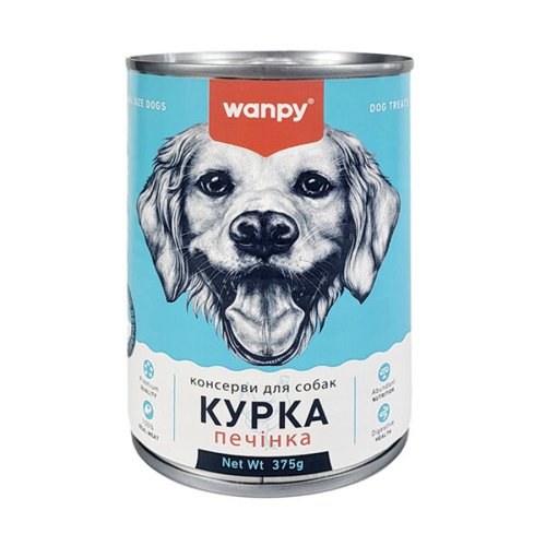 Вологий корм Wanpy Dog Chicken & Liver ВАНПІ КУРКА ПЕЧІНКА для собак - 375 г