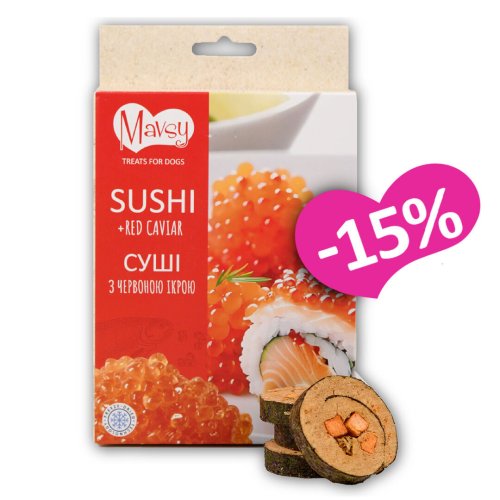 Ласощі Mavsy FD Salmon rolls roe Суші з червоною ікрою - 50 г