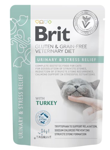 Корм вологий Brit GF VetDiet Cat Urinary and Stress Relief для котів розчинення струвітів з індичкою 85 г - 85 г