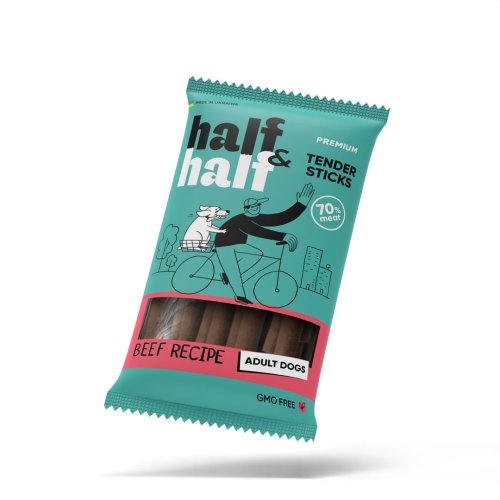 Ласощі для собак Half&Half у формі м'ясних паличок з яловичиною - 100 г