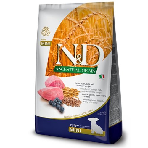 Сухий корм Farmina Dog N&D Low Grain Lamb & Blueberry PUPPY MINI для цуценят дрібних порід з ягням - 2.5 кг