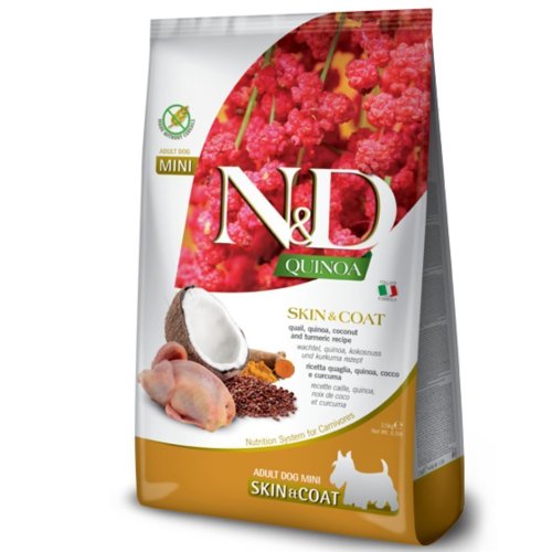 Сухий корм Farmina Dog N&D Quinoa Skin&Coat Quail MINI для собак при харчовій алергії дрібних порід з перепелом - 2.5 кг