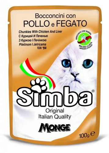 Вологий корм Monge SIMBA Cat Wet для котів курка та лівер - 100 г