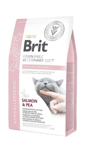Сухий корм Brit GF VetDiet Cat Hypoallergenic для котів з харчовою алергією з лососем та горохом - 2 кг
