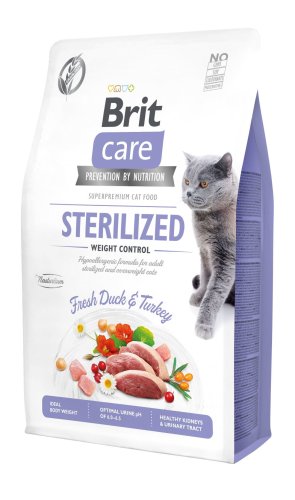 Сухий корм Brit Care Cat GF Sterilized Weight Control для стерилізованих котів з надмірною вагою качка та індичка - 2 кг