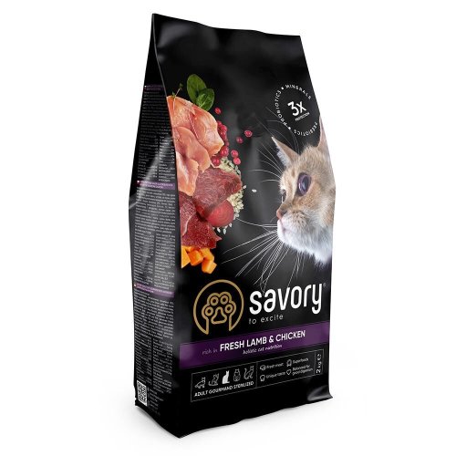 Сухий корм Savory Adult Cat Steril Fresh Lamb & Chicken для стерилізованих котів зі свіжим ягням і куркою - 2 кг