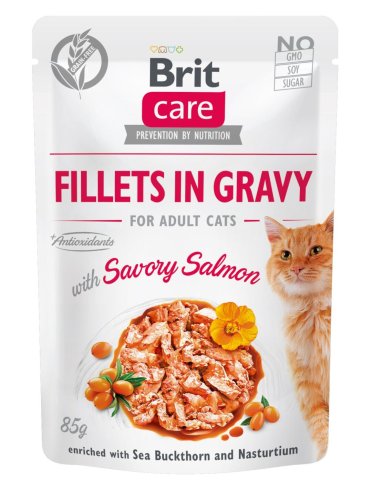 Вологий корм Brit Care Cat Pouch для котів філе в соусі пікантний лосось - 85 г
