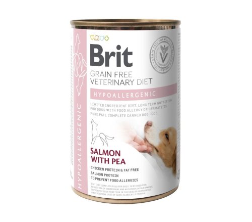 Вологий корм Brit GF VetDiet Dog Hypoallergenic для собак із харчовою алергією з лососем та горошком - 400 г